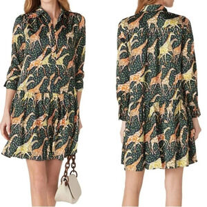J. Crew Jenny Giraffe Drop Waist Long Sleeve Dress - Size XS (oversized)